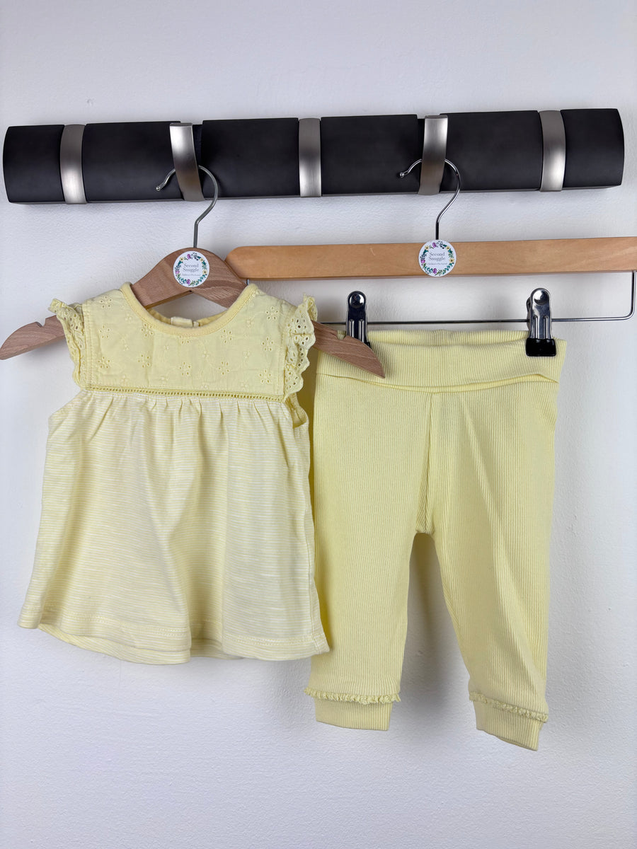 Next Yellow Lace Top And Leggings Set 3-6 Months-Sets-Second Snuggle Preloved