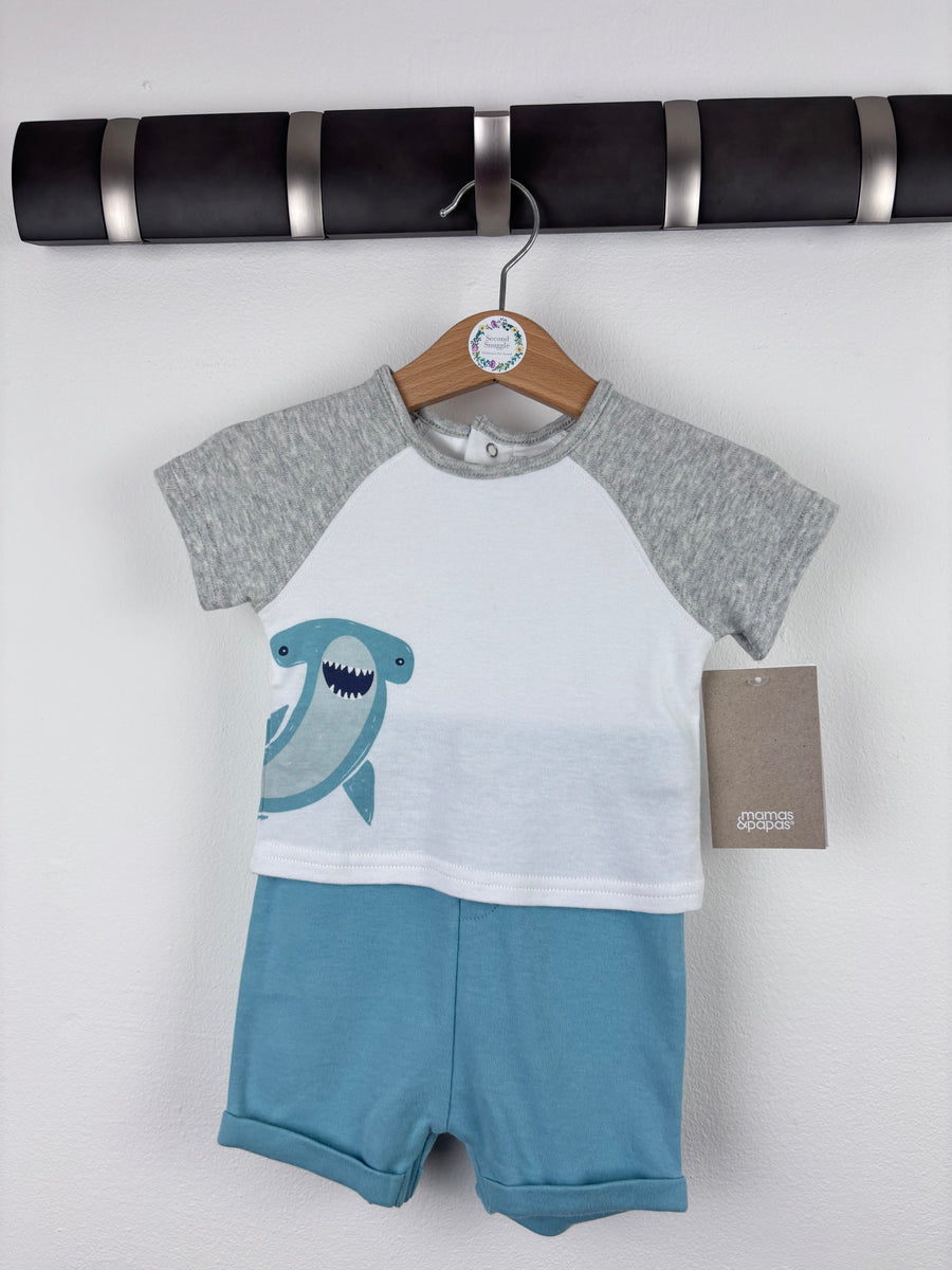Mamas And Papas Shark Romper 0-3 Months-Rompers-Second Snuggle Preloved