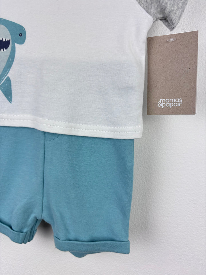 Mamas And Papas Shark Romper 0-3 Months-Rompers-Second Snuggle Preloved