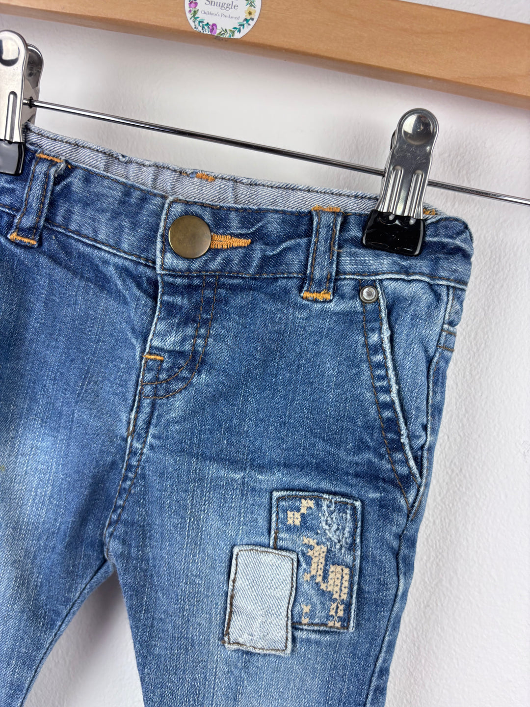 Zara Patch Jeans 3-6 Months-Trousers-Second Snuggle Preloved