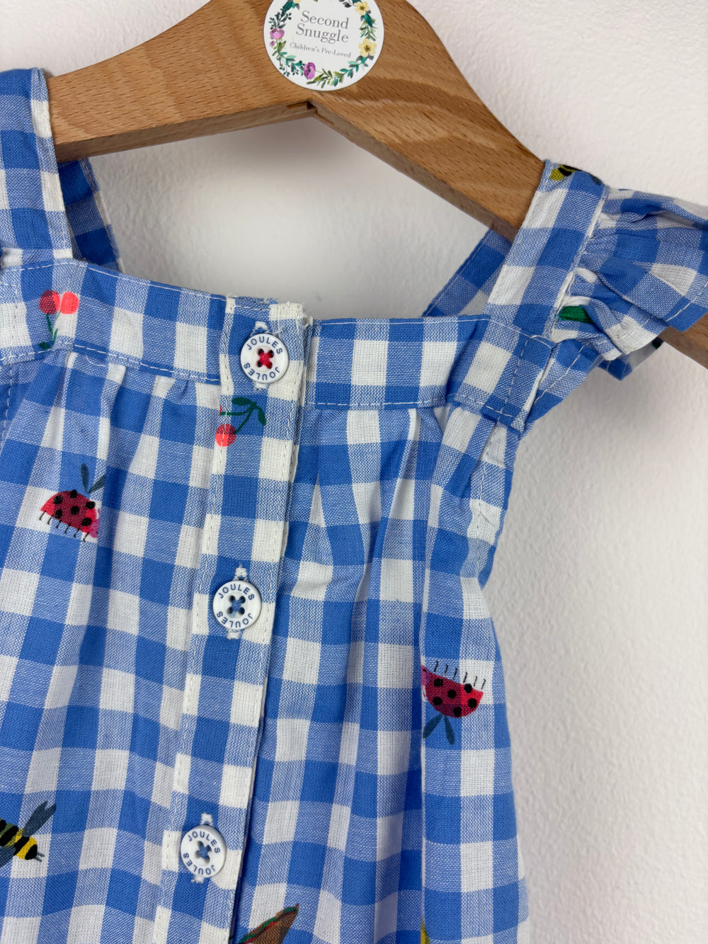 Joules Gingham Dungarees 3-6 Months-Rompers-Second Snuggle Preloved