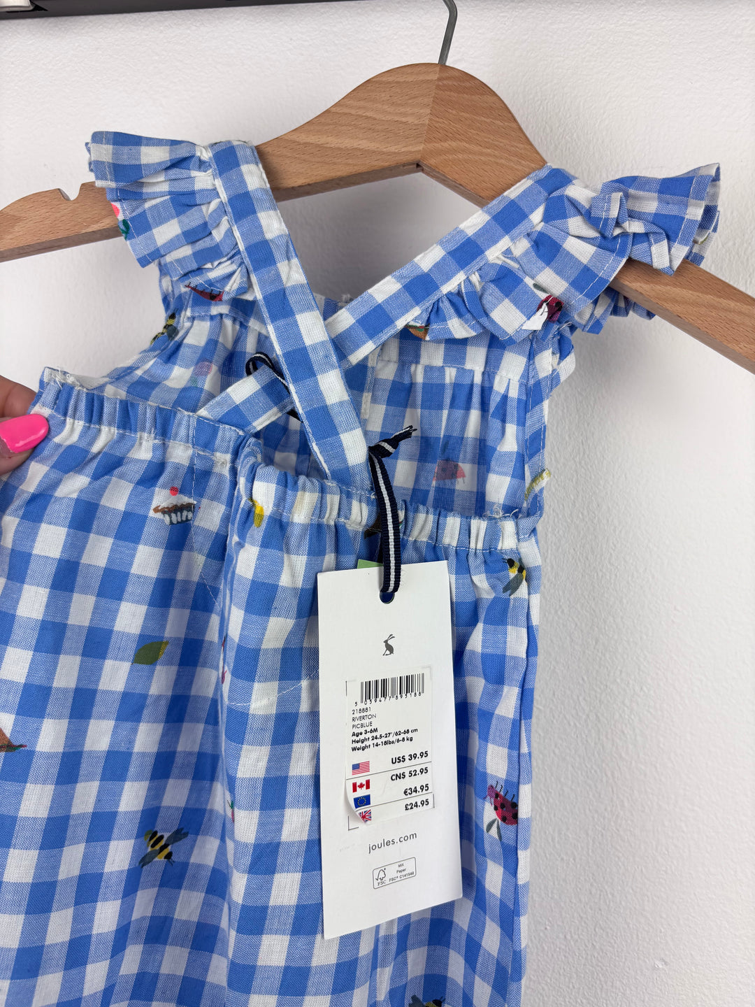 Joules Gingham Dungarees 3-6 Months-Rompers-Second Snuggle Preloved