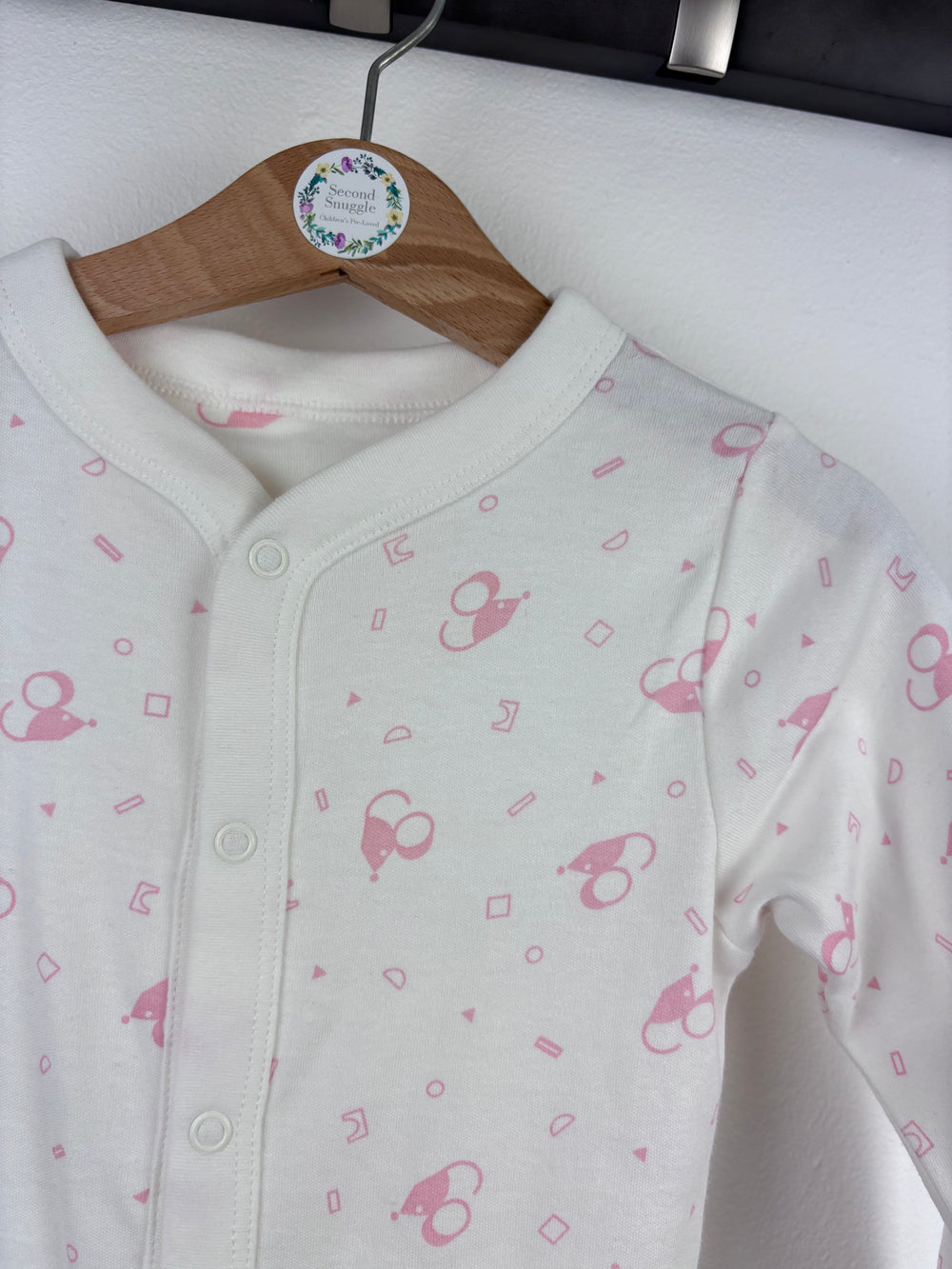 M&S Pink Print Sleepsuit 12-18 Months-Sleepsuits-Second Snuggle Preloved