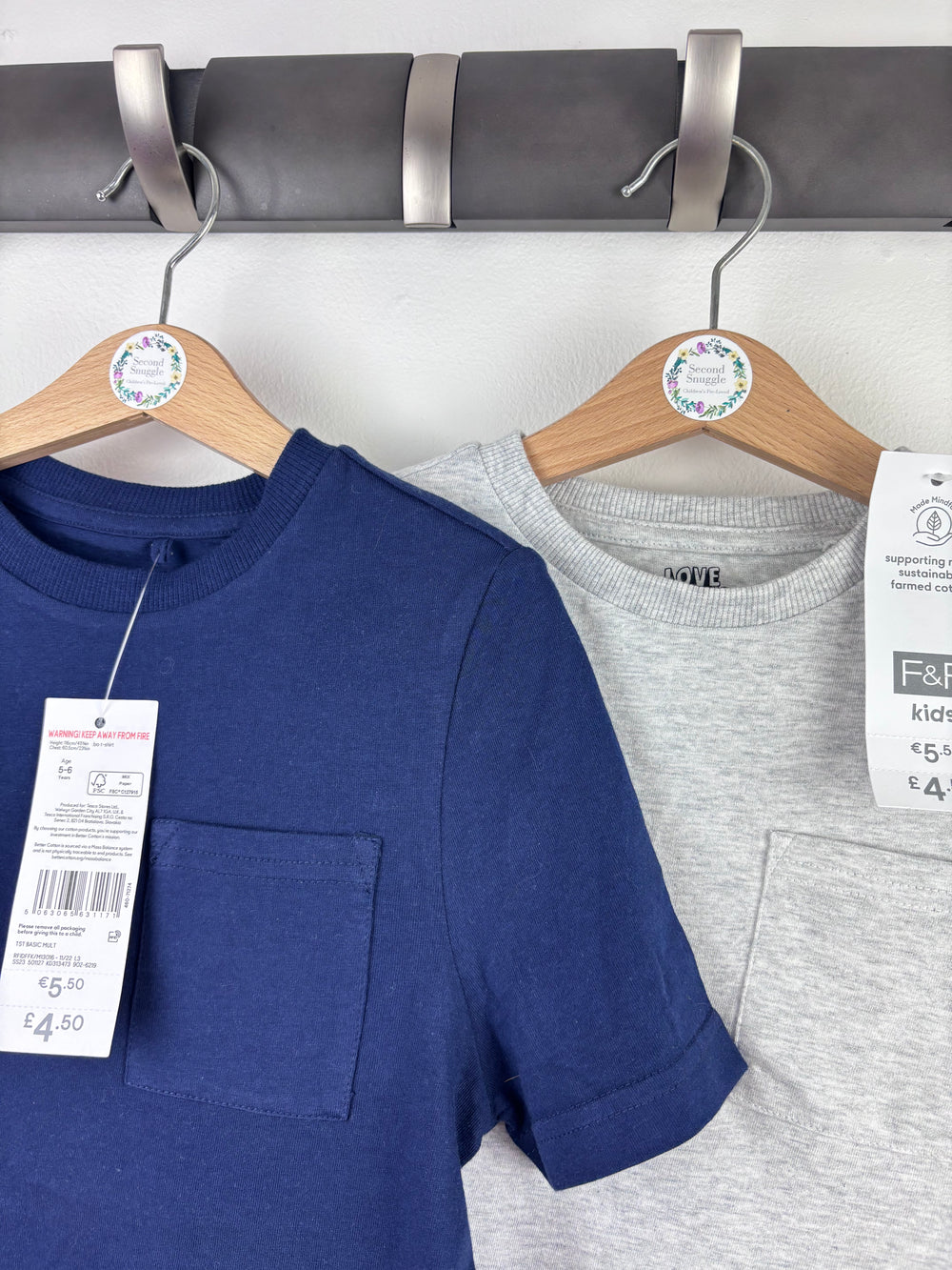 Fred And Flo Navy And Grey T Shirt Set 5-6 Years-Tops-Second Snuggle Preloved