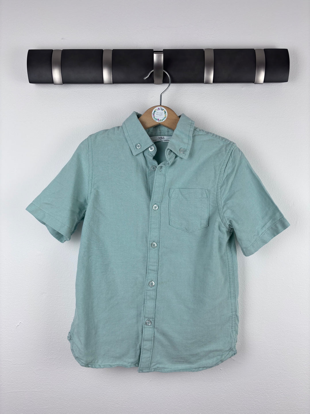 M&S Green Short Sleeve Shirt 5-6 Years-Shirts-Second Snuggle Preloved
