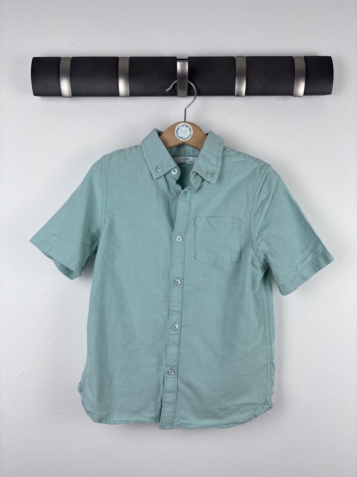 M&S Green Short Sleeve Shirt 5-6 Years-Shirts-Second Snuggle Preloved