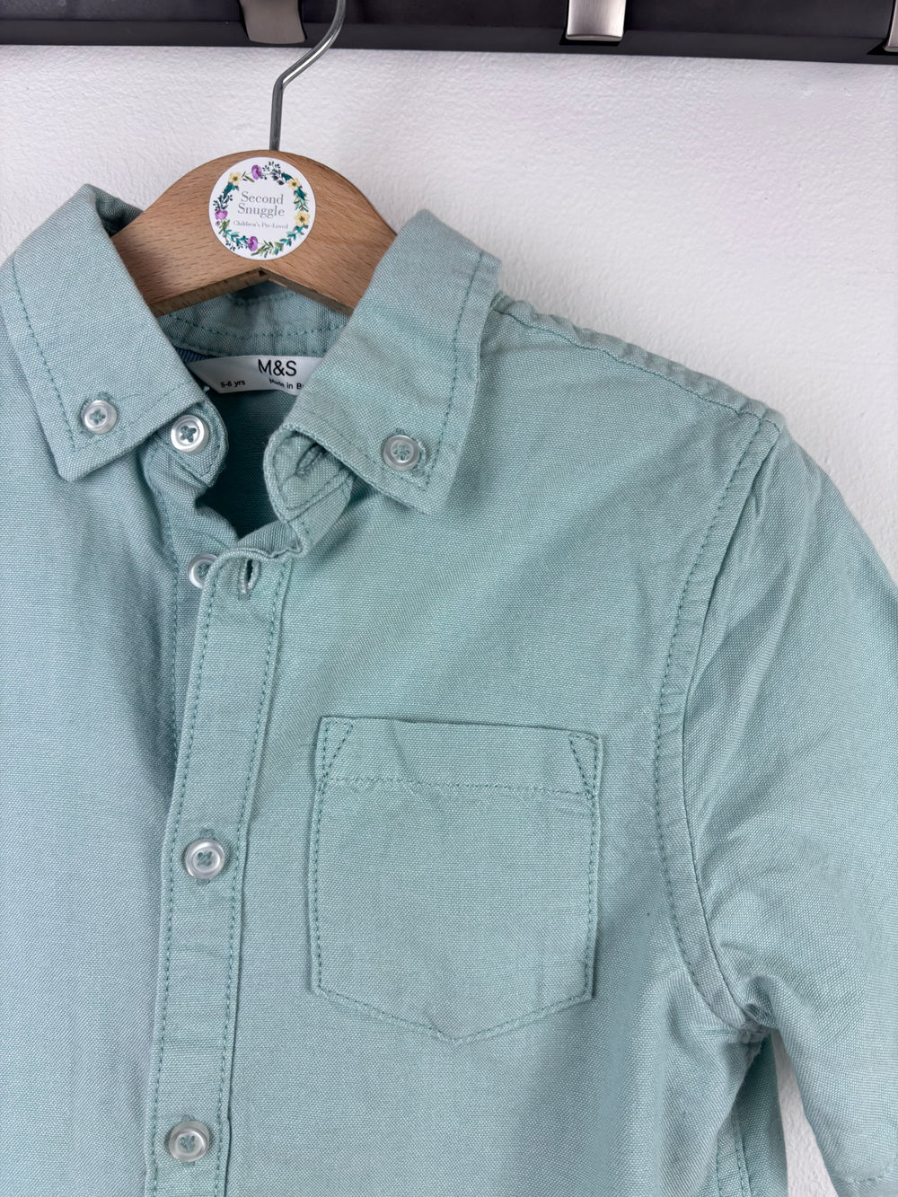 M&S Green Short Sleeve Shirt 5-6 Years-Shirts-Second Snuggle Preloved