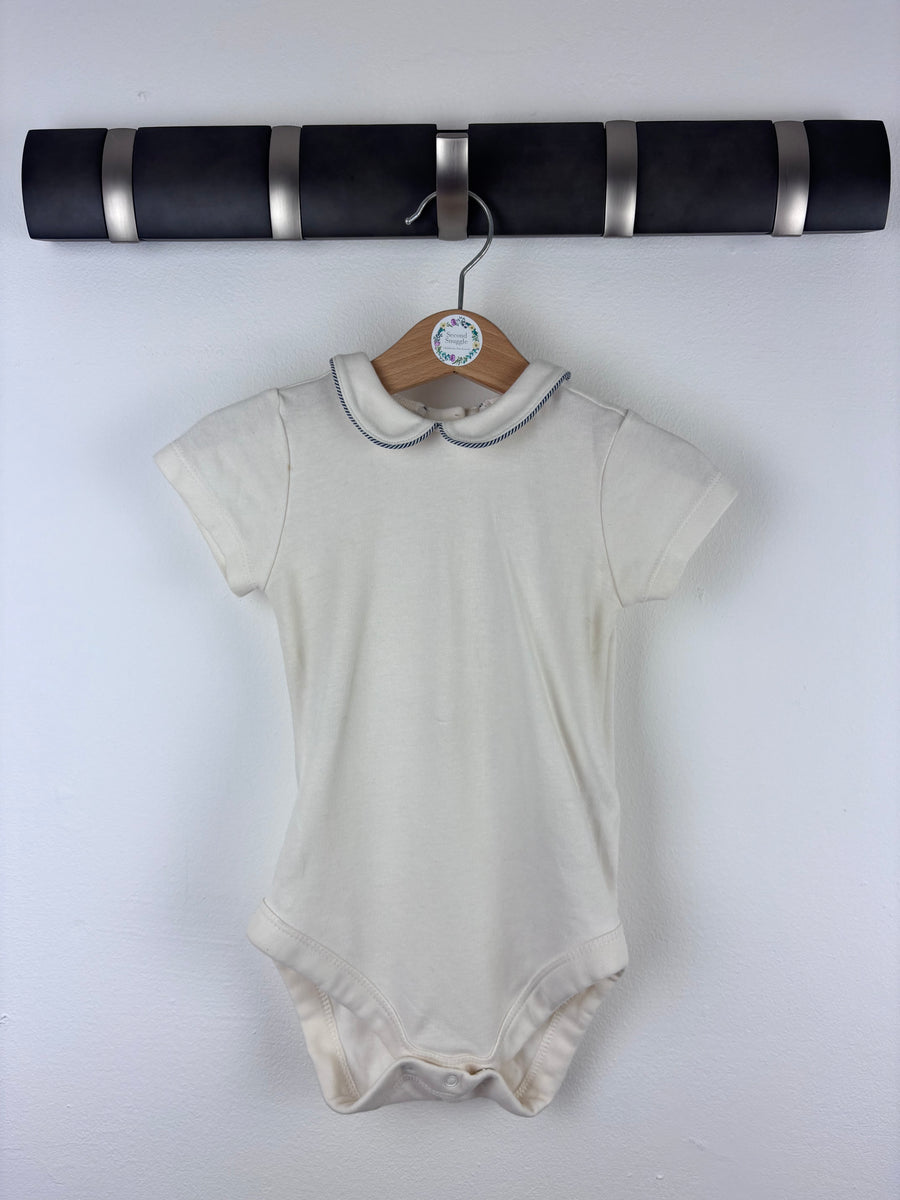 M&S White Peter Pan Collar Bodysuit 9-12 Months-Vests-Second Snuggle Preloved