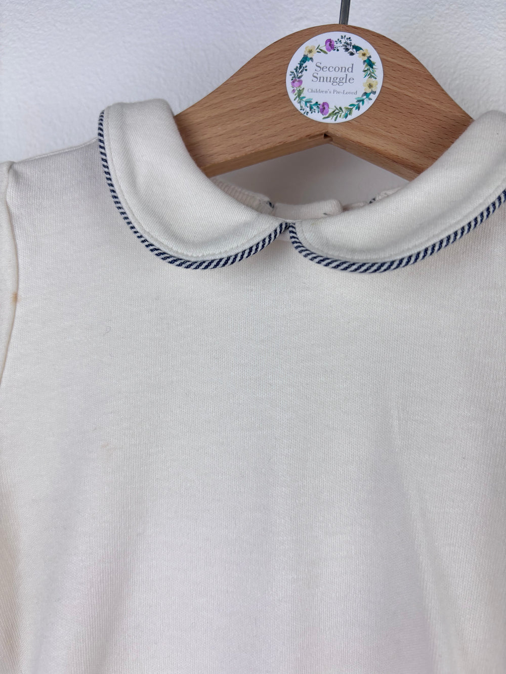 M&S White Peter Pan Collar Bodysuit 9-12 Months-Vests-Second Snuggle Preloved