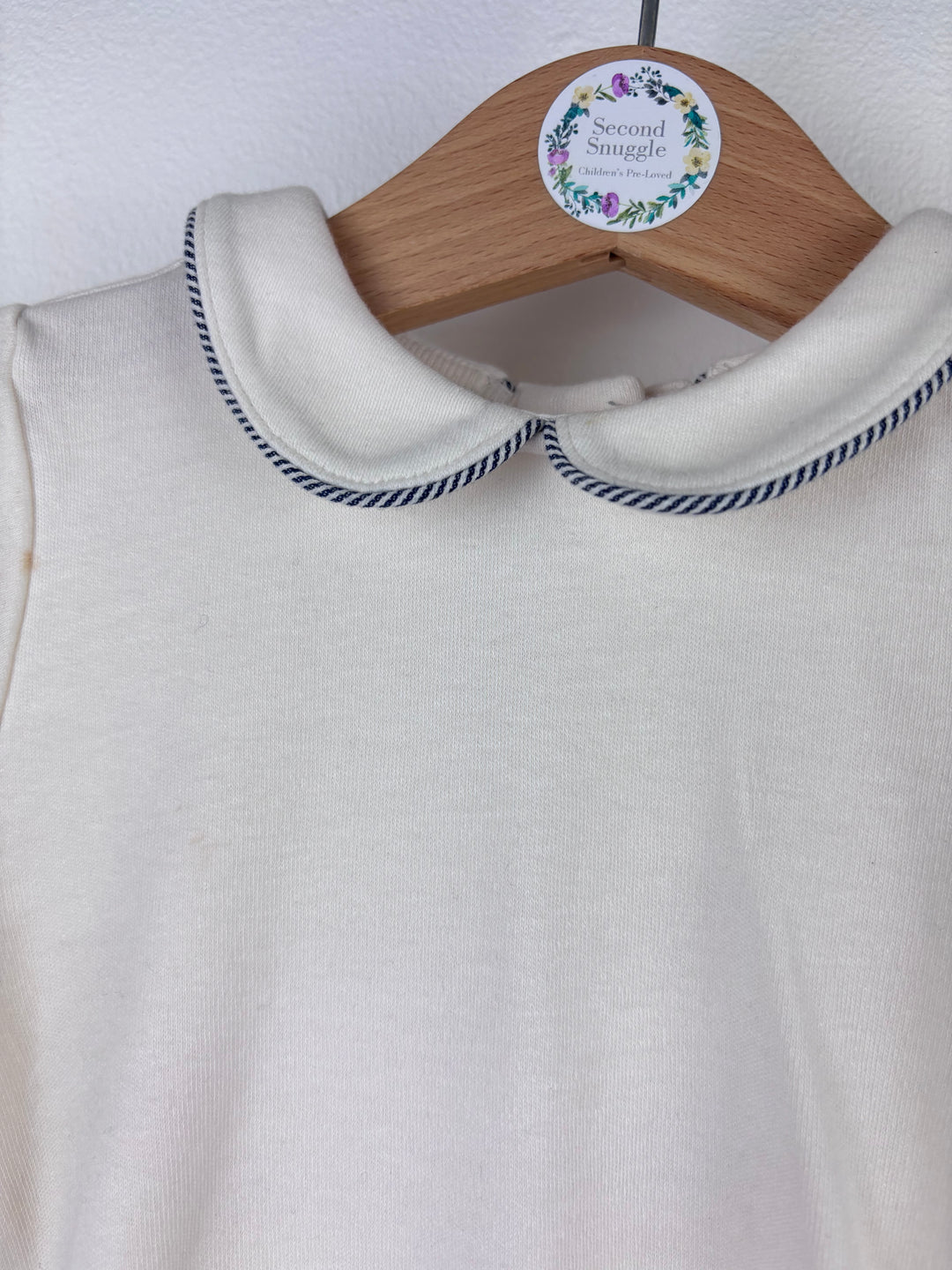 M&S White Peter Pan Collar Bodysuit 9-12 Months-Vests-Second Snuggle Preloved