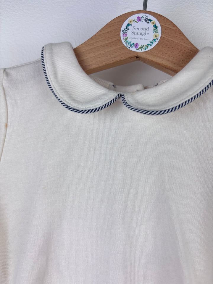 M&S White Peter Pan Collar Bodysuit 9-12 Months-Vests-Second Snuggle Preloved