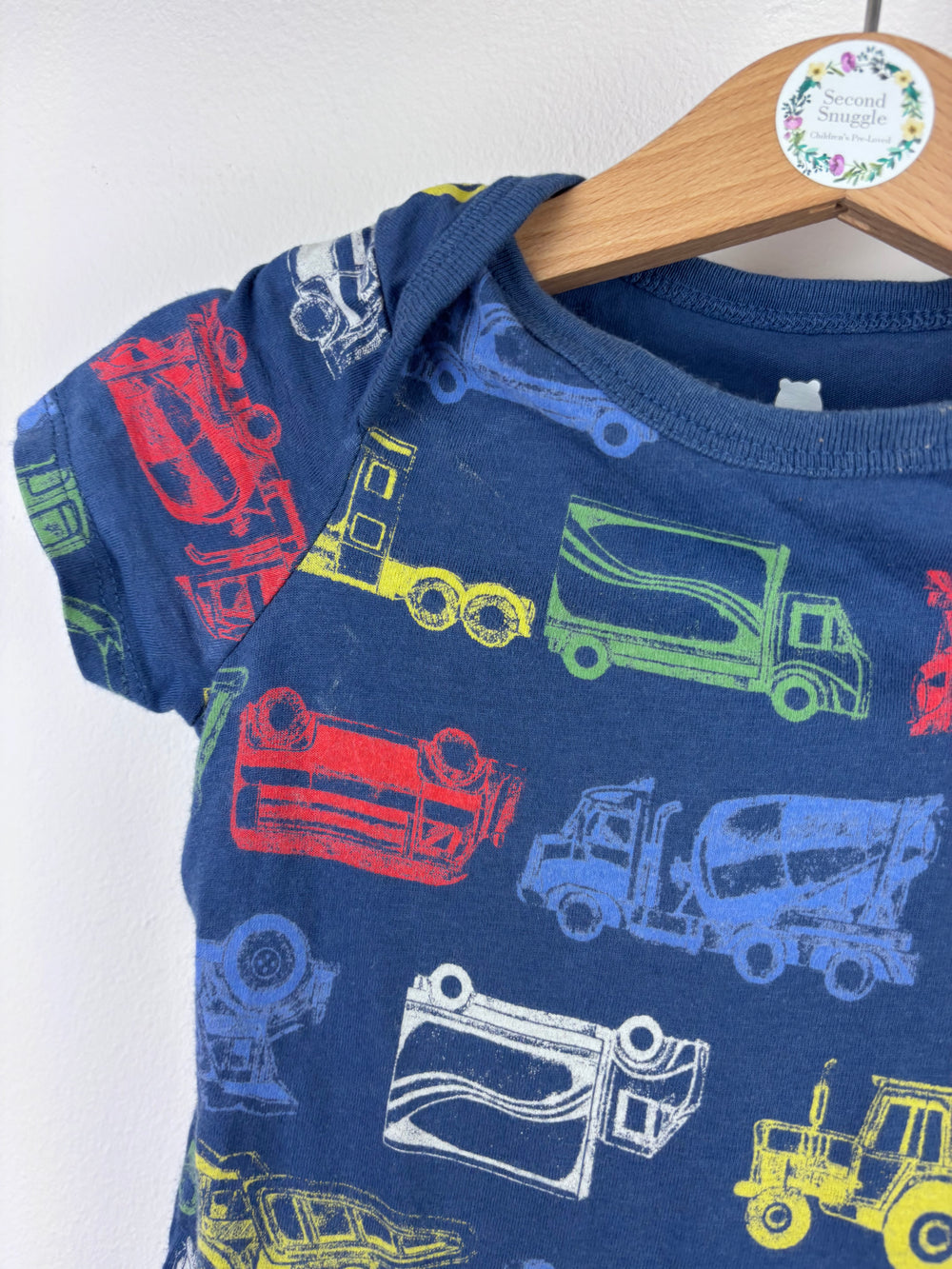 Gap Blue Construction Print Bodysuit 6-12 Months-Vests-Second Snuggle Preloved