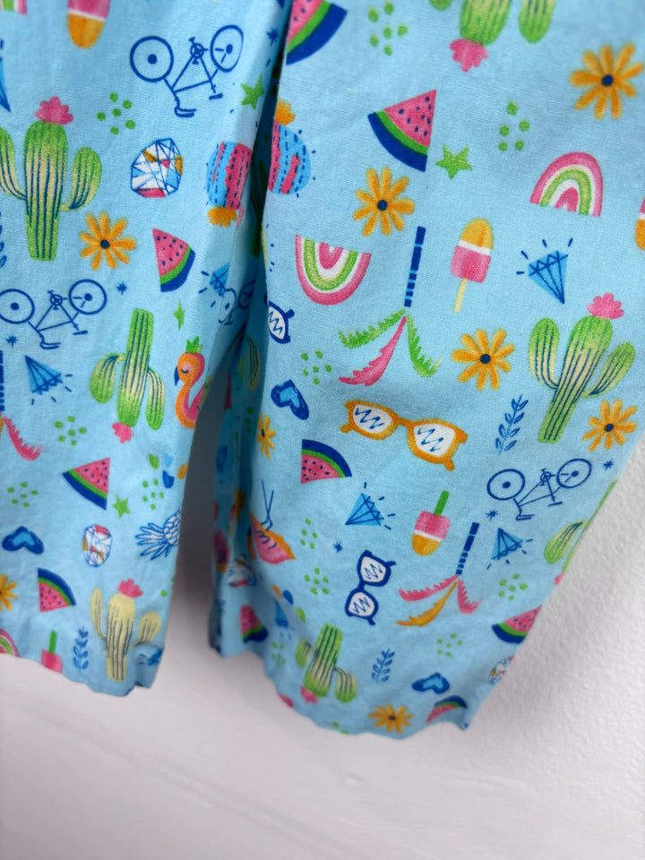 Handmade Blue Cactus Print Dungarees 6-12 Months-Dungarees-Second Snuggle Preloved