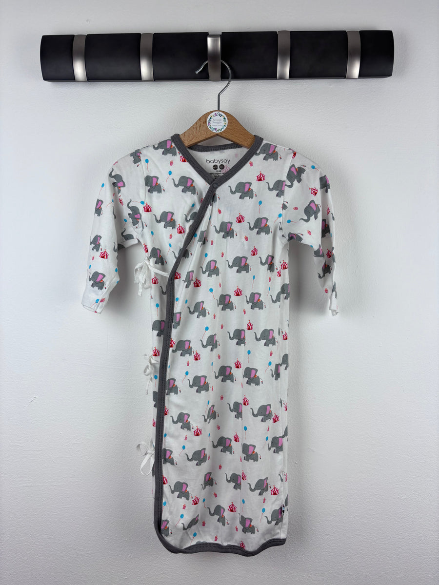 Babysoy White Elephant Kimono Gown 6-12 Months-Sleeping Bags-Second Snuggle Preloved