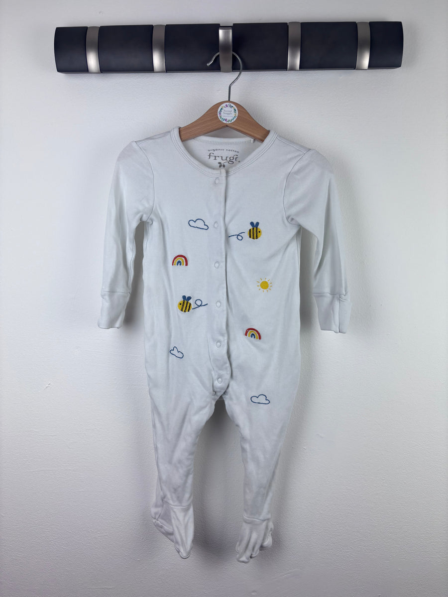 Frugi White Bee Rainbow Sleepsuit 9-12 Months-Sleepsuits-Second Snuggle Preloved