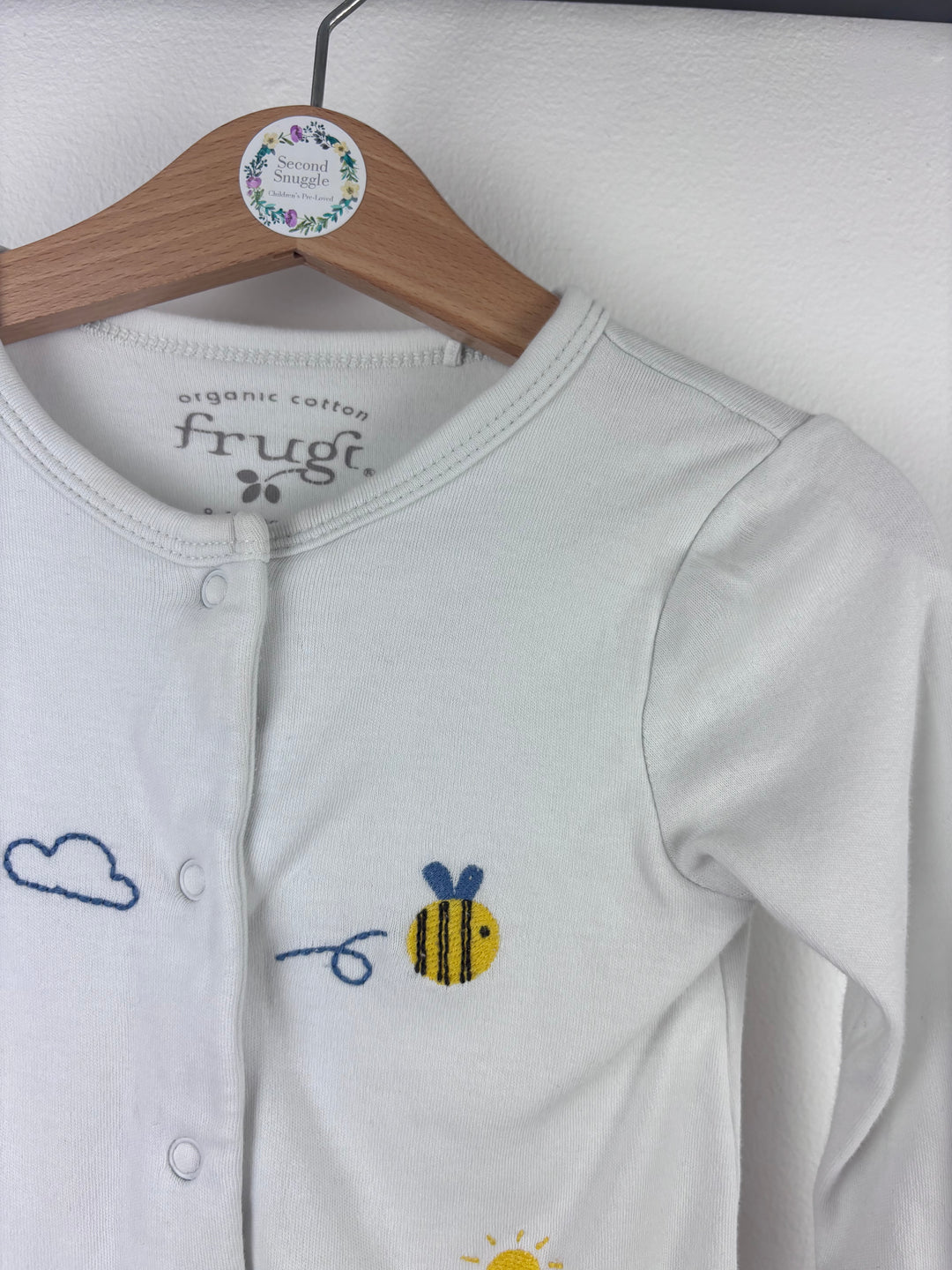 Frugi White Bee Rainbow Sleepsuit 9-12 Months-Sleepsuits-Second Snuggle Preloved