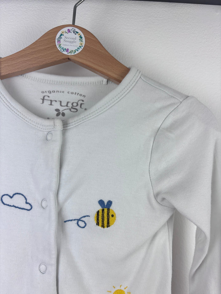 Frugi White Bee Rainbow Sleepsuit 9-12 Months-Sleepsuits-Second Snuggle Preloved