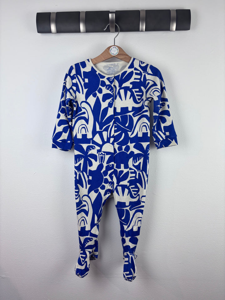 Next Blue Animal Print Sleepsuit 12-18 Months - PLAY-Sleepsuits-Second Snuggle Preloved