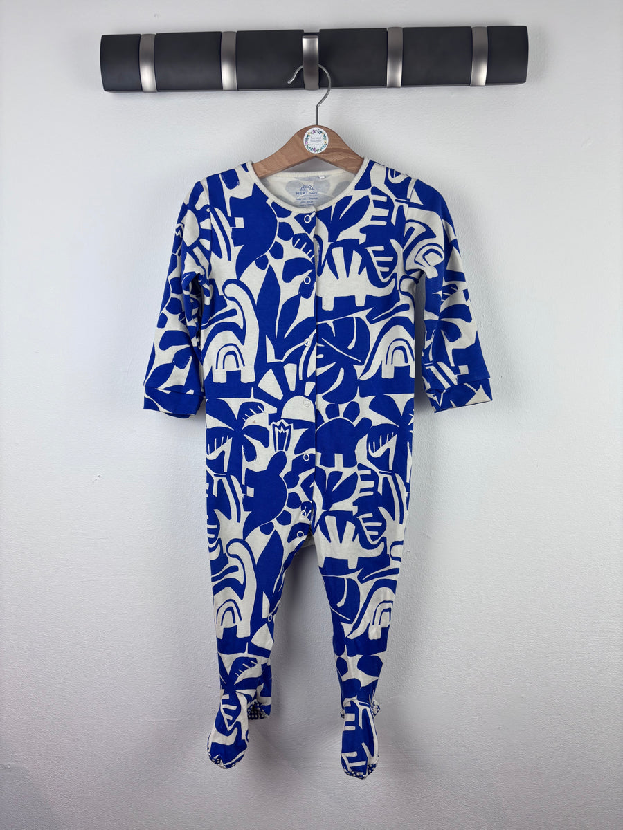 Next Blue Animal Print Sleepsuit 12-18 Months - PLAY-Sleepsuits-Second Snuggle Preloved