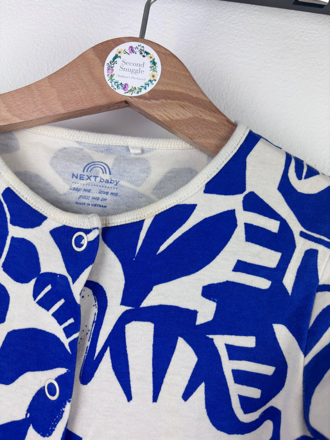 Next Blue Animal Print Sleepsuit 12-18 Months - PLAY-Sleepsuits-Second Snuggle Preloved