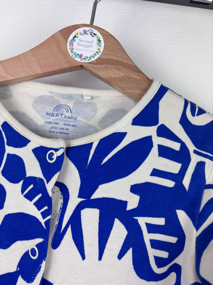 Next Blue Animal Print Sleepsuit 12-18 Months - PLAY-Sleepsuits-Second Snuggle Preloved