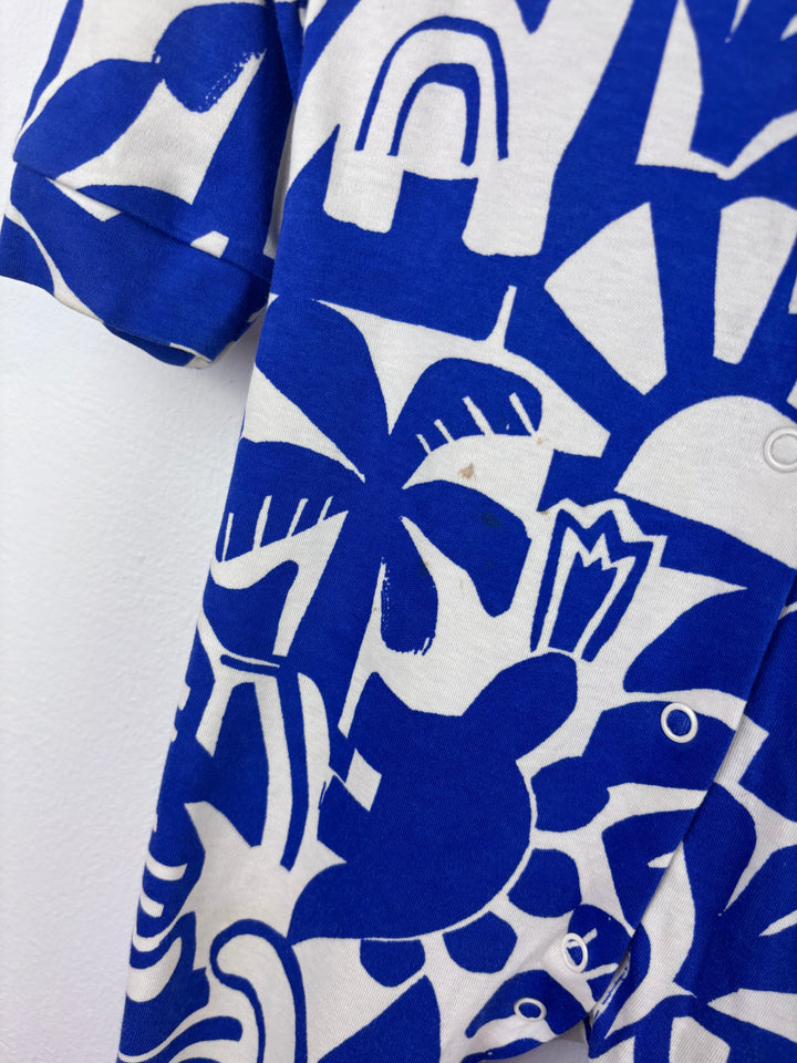 Next Blue Animal Print Sleepsuit 12-18 Months - PLAY-Sleepsuits-Second Snuggle Preloved