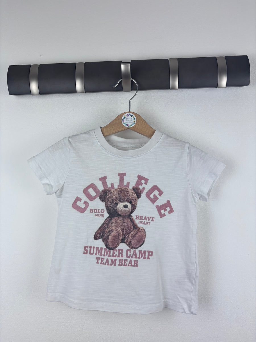 Next White Bear Print T Shirt 12-18 Months-Tops-Second Snuggle Preloved