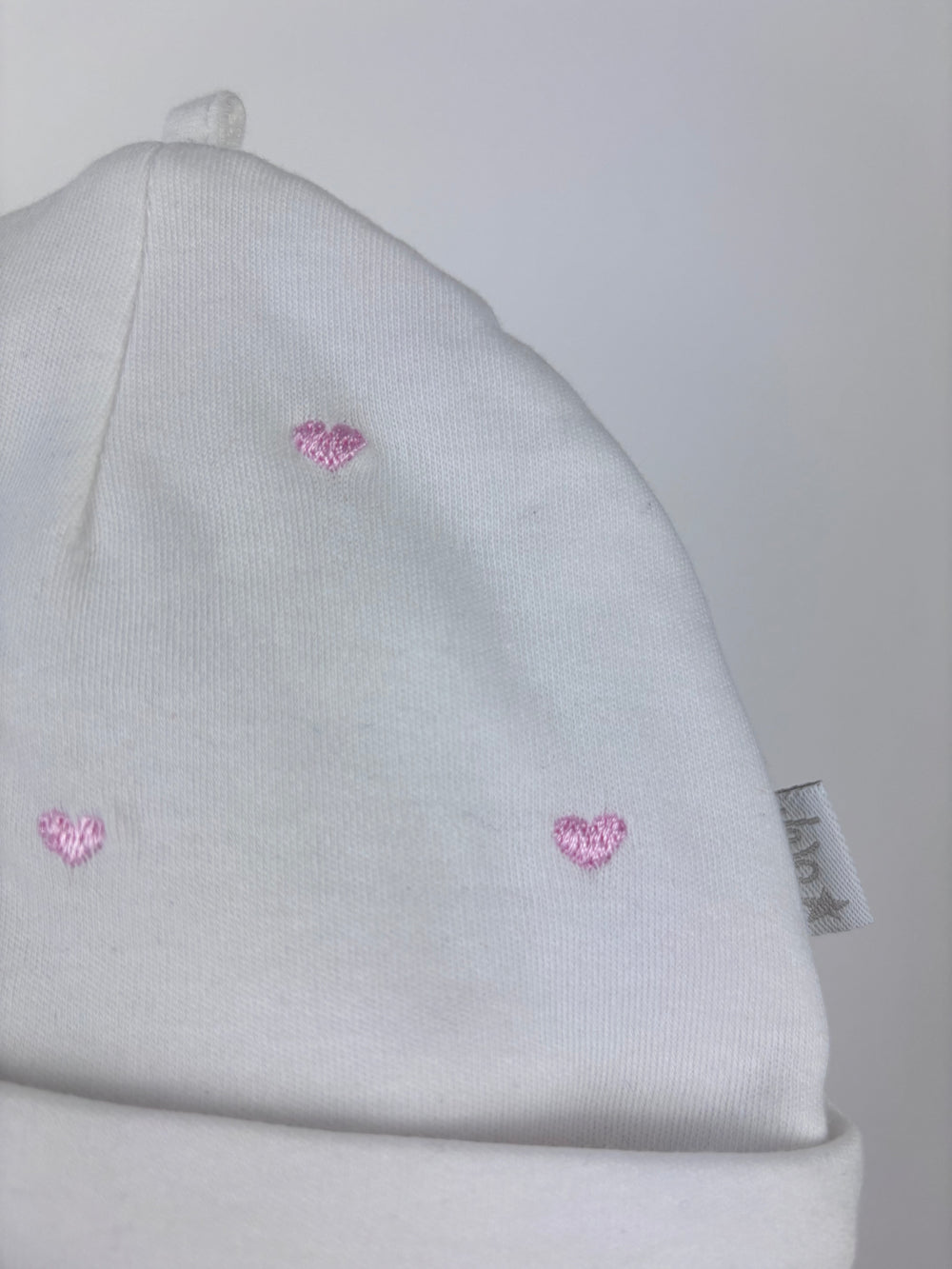 JoJo Maman Bebe White Heart Hat 0-3 Months-Hats-Second Snuggle Preloved