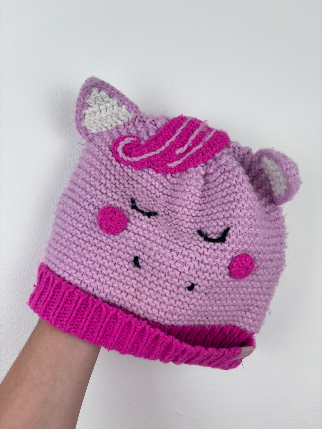 Joules Pink Unicorn Knit Hat 8-12 Years-Hats-Second Snuggle Preloved