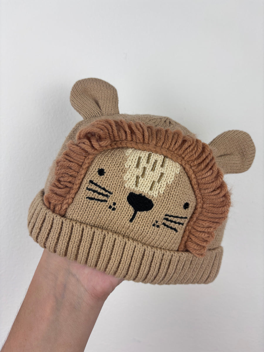 Next Beige Lion Knit Hat 6-12 Months-Hats-Second Snuggle Preloved