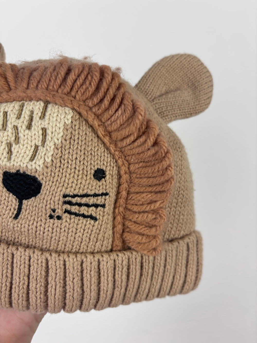Next Beige Lion Knit Hat 6-12 Months-Hats-Second Snuggle Preloved