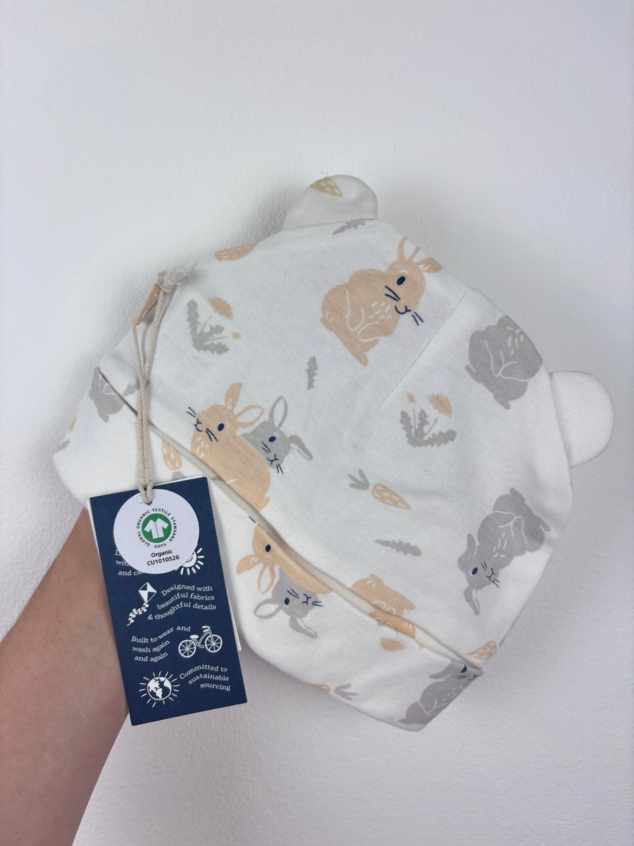 Kite Cream Bunny Print Hat 6-12 Months-Hats-Second Snuggle Preloved
