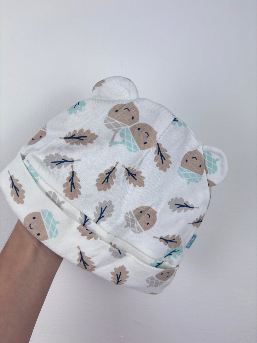 Kite White Acorn Print Hat 6-12 Months-Hats-Second Snuggle Preloved