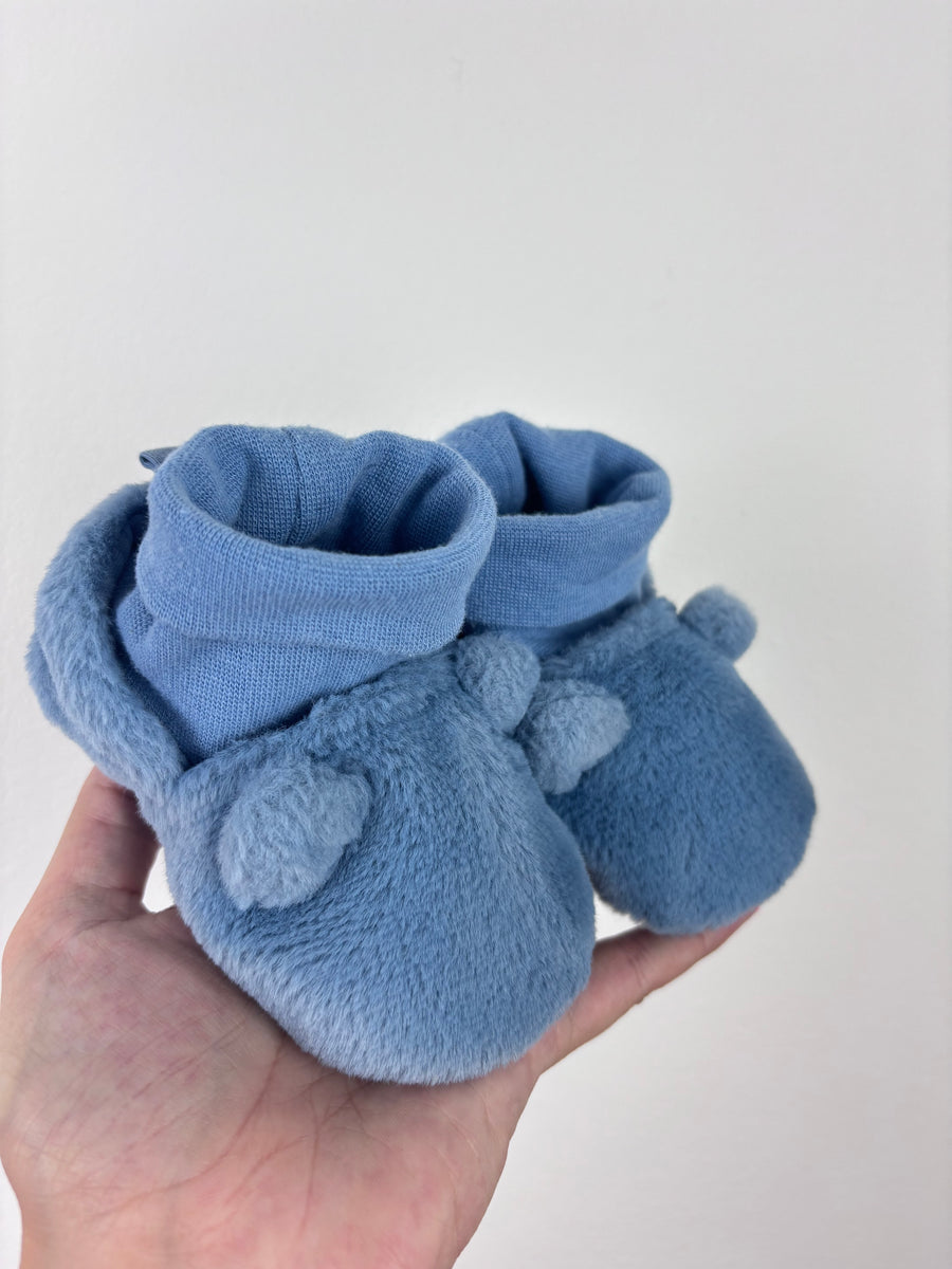 Next Blue Fleece Booties 12-18 Months-Shoes-Second Snuggle Preloved