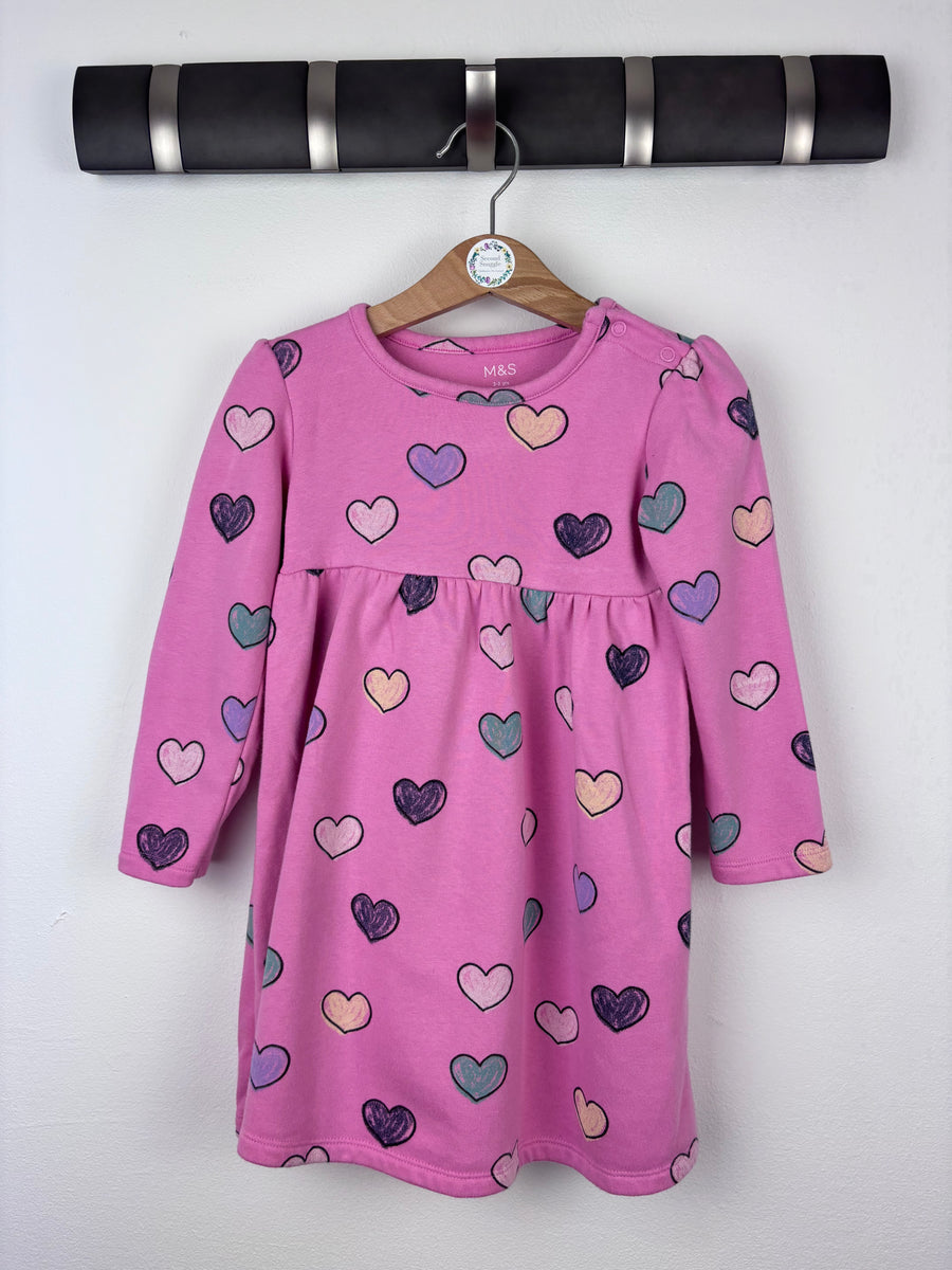 M&S Pink Heart Dress 2-3 Years-Dresses-Second Snuggle Preloved