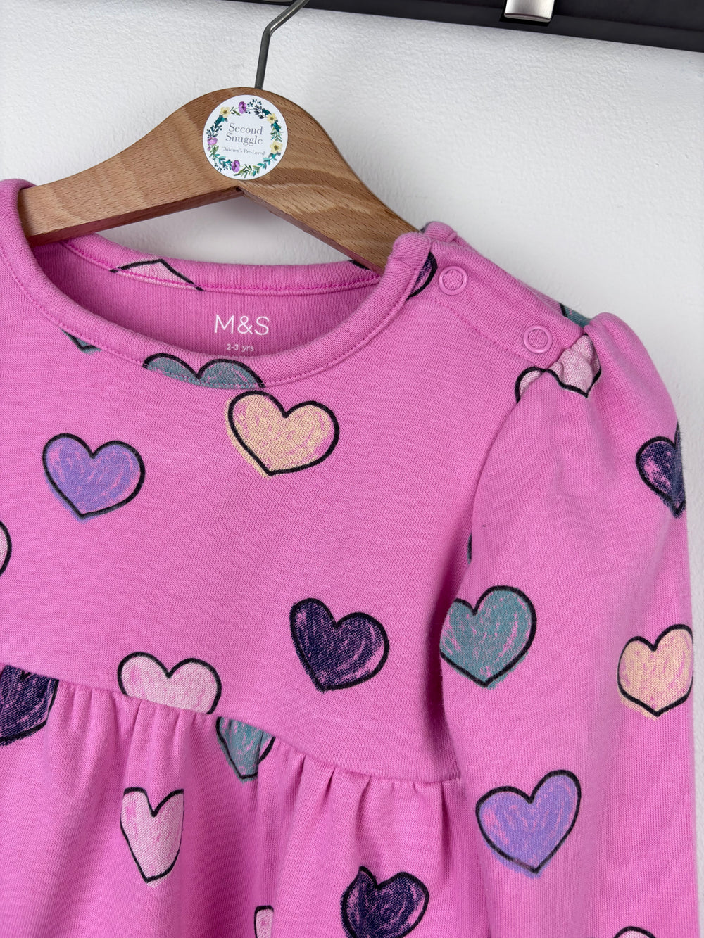 M&S Pink Heart Dress 2-3 Years-Dresses-Second Snuggle Preloved