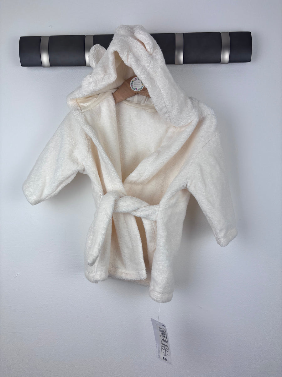 M&S Cream Hooded Robe 6-9 Months-Dressing Gown-Second Snuggle Preloved