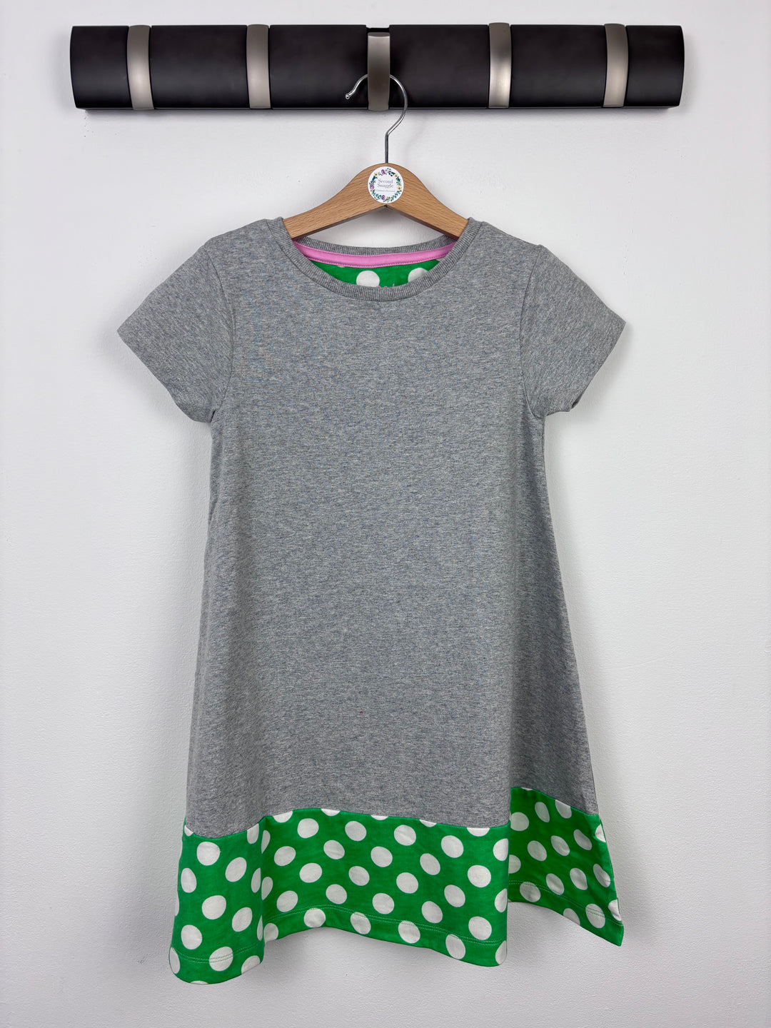 Mini Boden Grey & Green Spot Dress 5-6 Years-Dresses-Second Snuggle Preloved