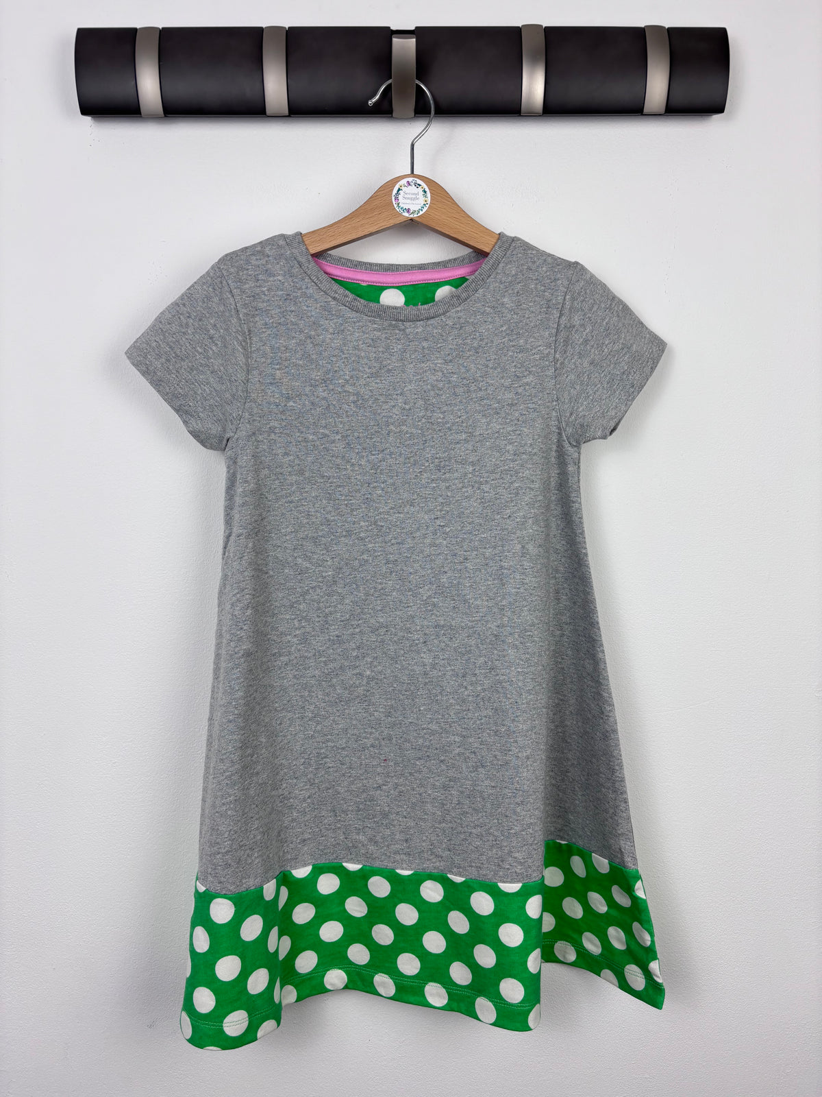 Mini Boden Grey & Green Spot Dress 5-6 Years-Dresses-Second Snuggle Preloved