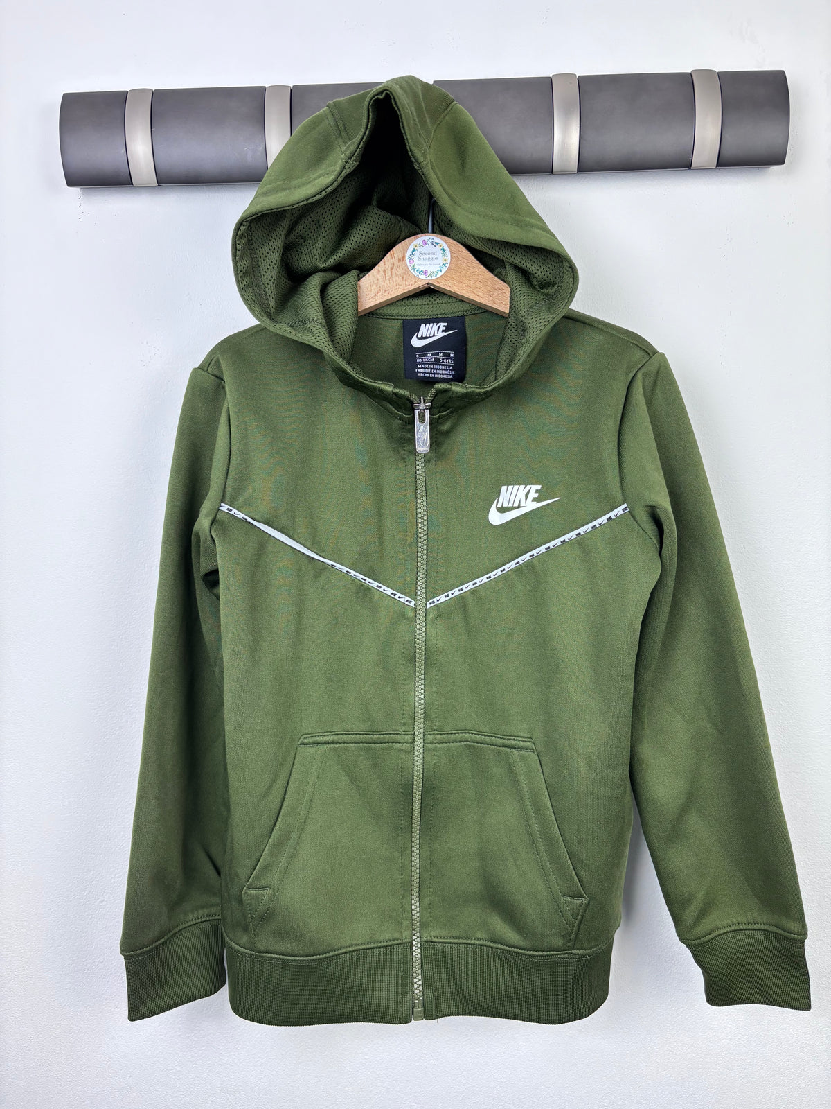 Nike Khaki Green Zip Hoodie Logo Detail 5-6 Years-Jackets-Second Snuggle Preloved