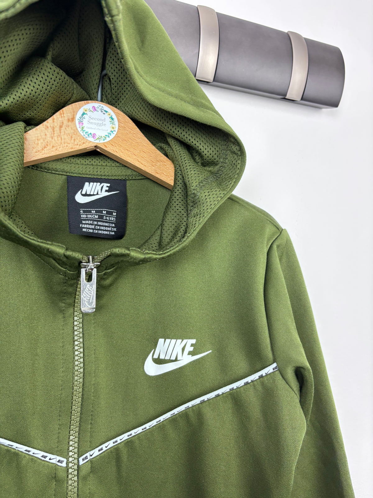Nike Khaki Green Zip Hoodie Logo Detail 5-6 Years-Jackets-Second Snuggle Preloved