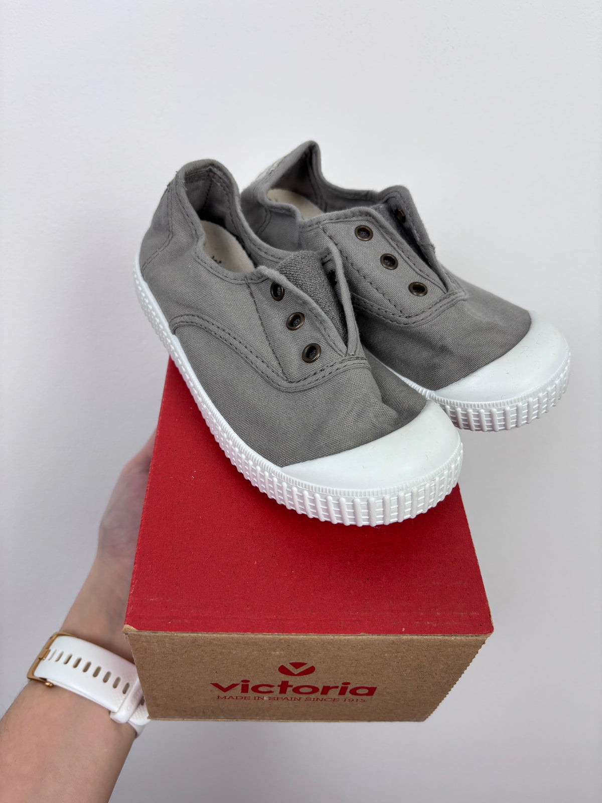 Victoria Light Grey Canvas Slip-On Plimsoll Trainers EU 29 UK 11-Shoes-Second Snuggle Preloved