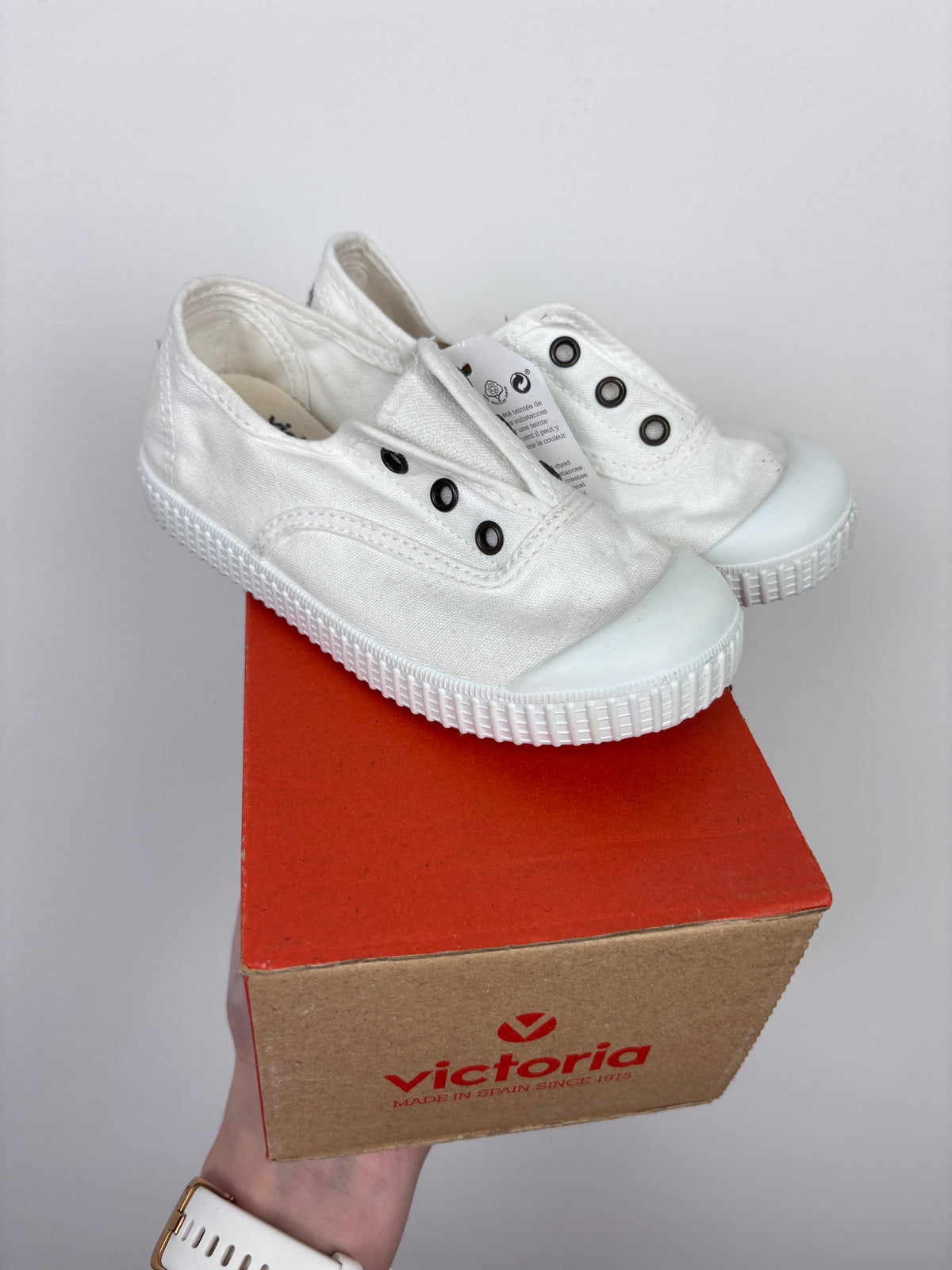 Victoria White Canvas Slip-On Plimsoll Trainers-Shoes-Second Snuggle Preloved