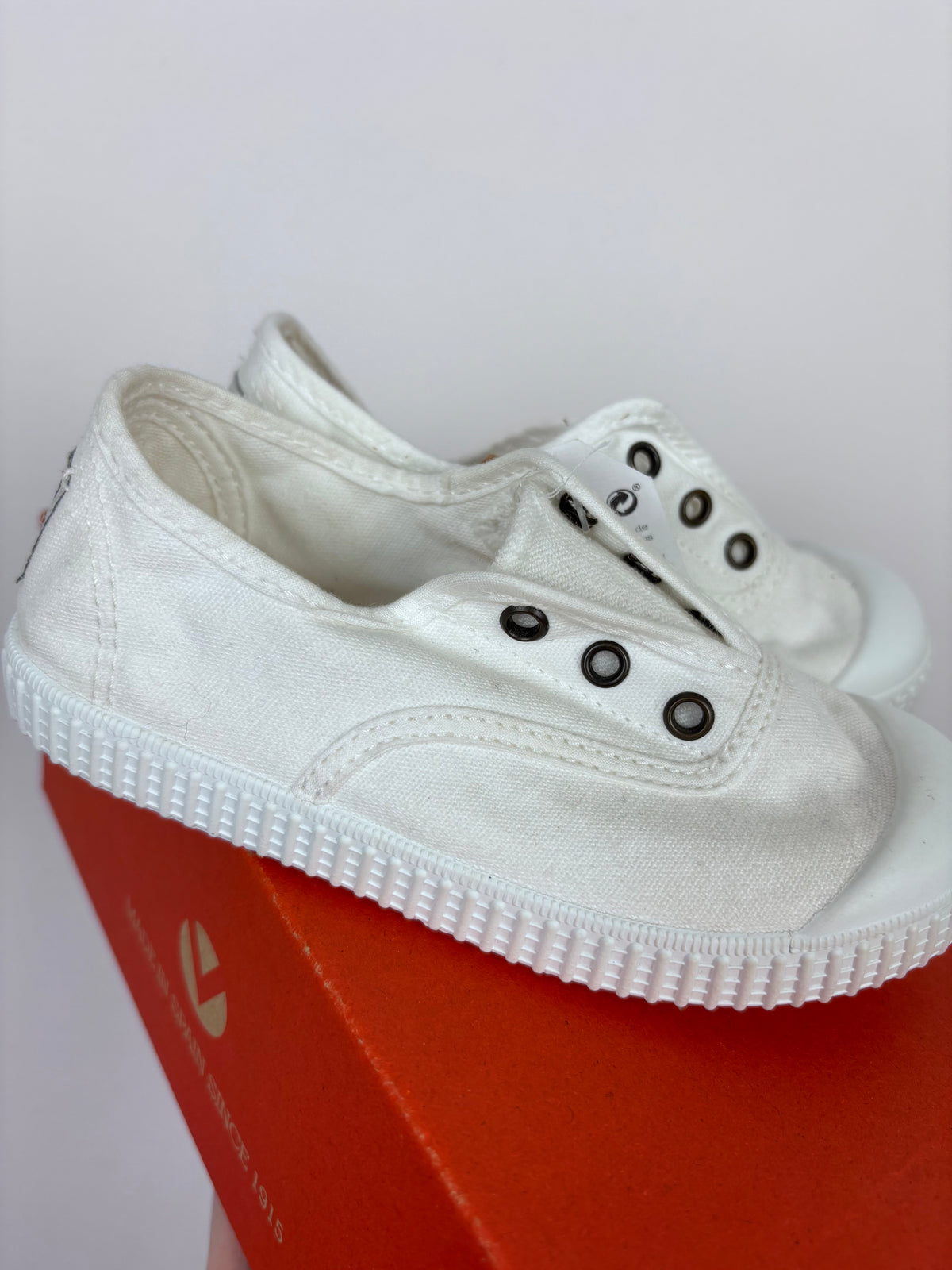 Victoria White Canvas Slip-On Plimsoll Trainers-Shoes-Second Snuggle Preloved