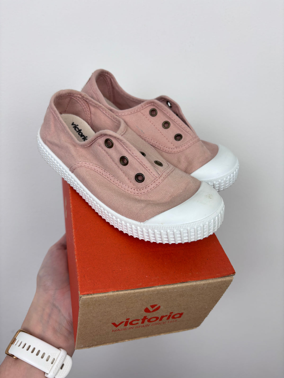 Victoria Ballet Pink Canvas Slip-On Plimsoll Trainers EU 34 UK 2-Shoes-Second Snuggle Preloved