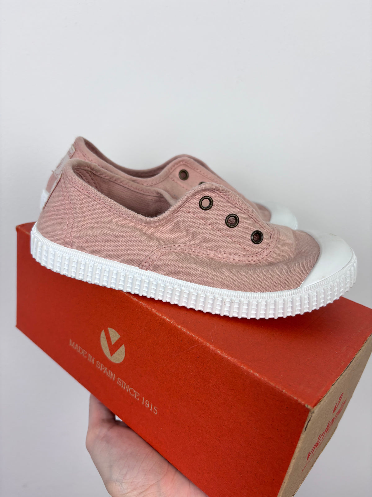 Victoria Ballet Pink Canvas Slip-On Plimsoll Trainers EU 34 UK 2-Shoes-Second Snuggle Preloved