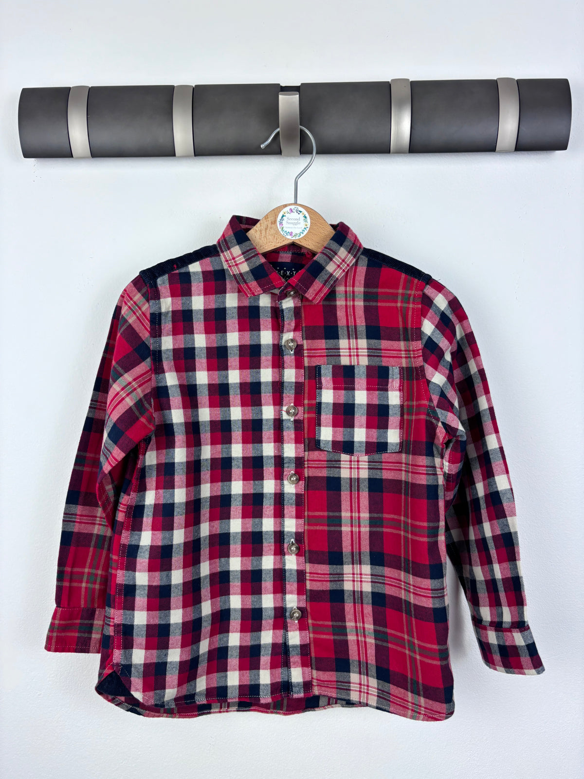 Next Red Navy Check Long Sleeve Shirt 3-4 Years-Shirts-Second Snuggle Preloved