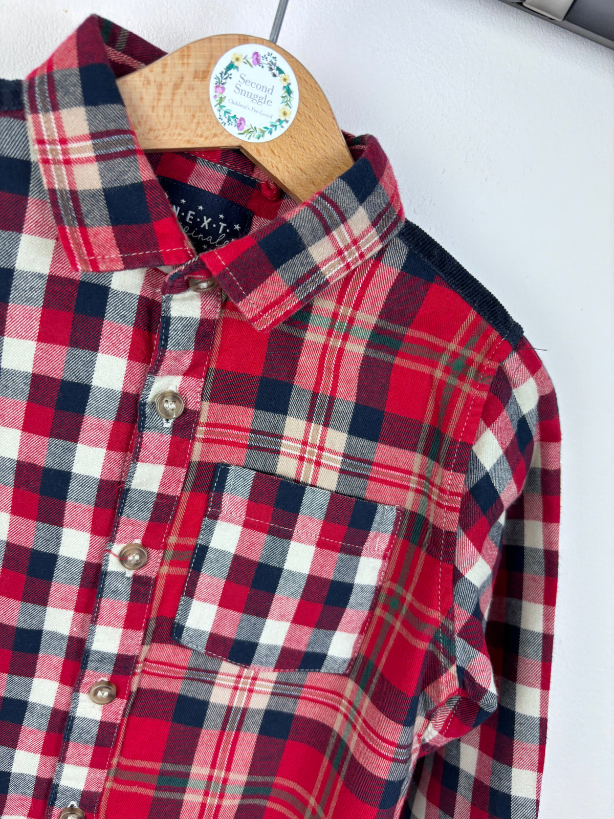Next Red Navy Check Long Sleeve Shirt 3-4 Years-Shirts-Second Snuggle Preloved