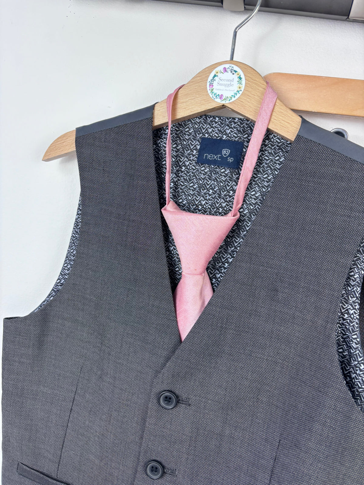 Next Grey Waistcoat Trousers and Tie Set 8 Years-Suits-Second Snuggle Preloved