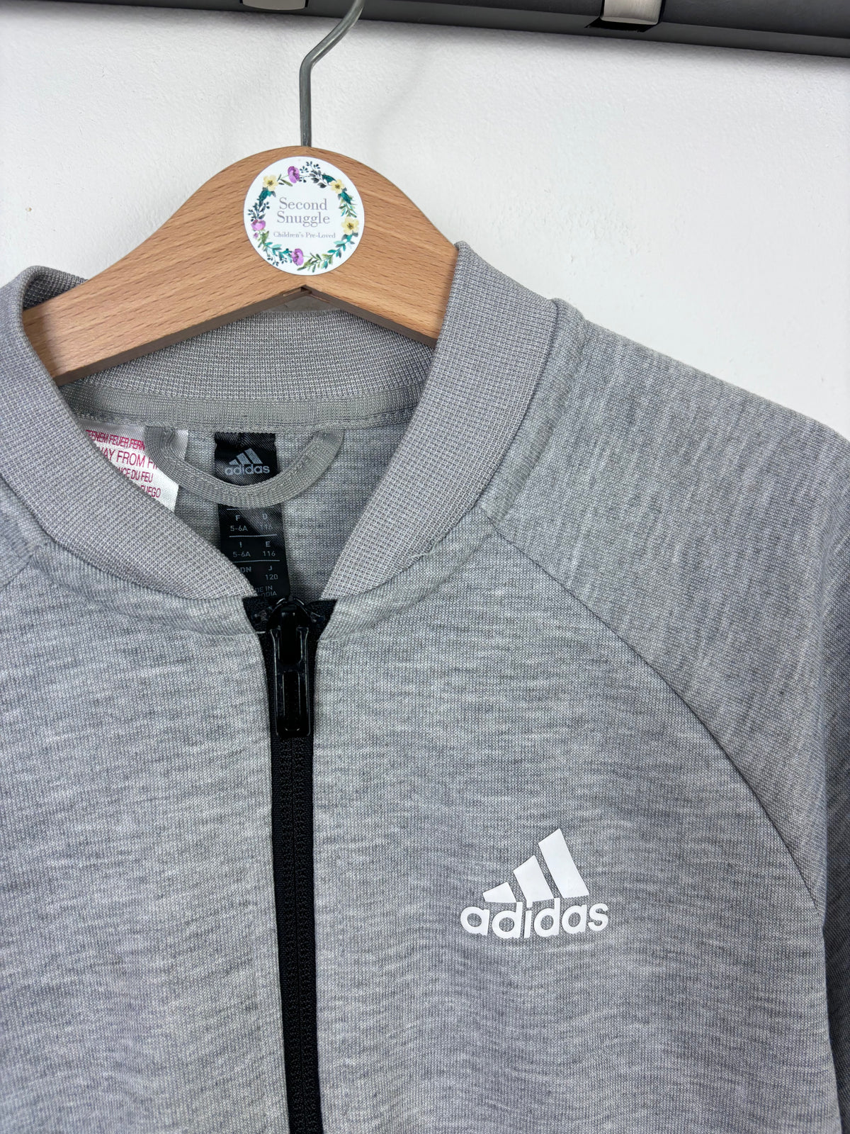 Adidas Grey Zip Up Sweatshirt Jacket 5-6 Years-Jackets-Second Snuggle Preloved